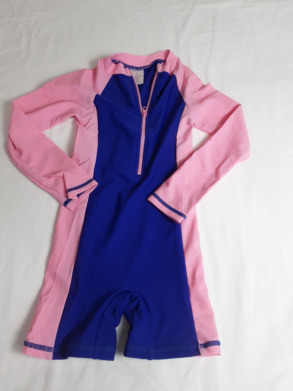 4T Kids Long Sleeve One-Piece Rash Guard Swimsuit - Pink & Blue C364